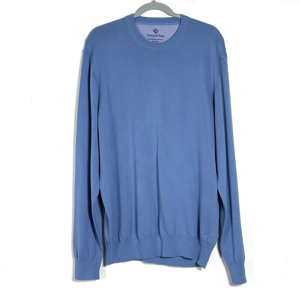 Donald Ross Crewneck Sweater Mens Sz XL Blue Long Sleeves Superfine Cotton